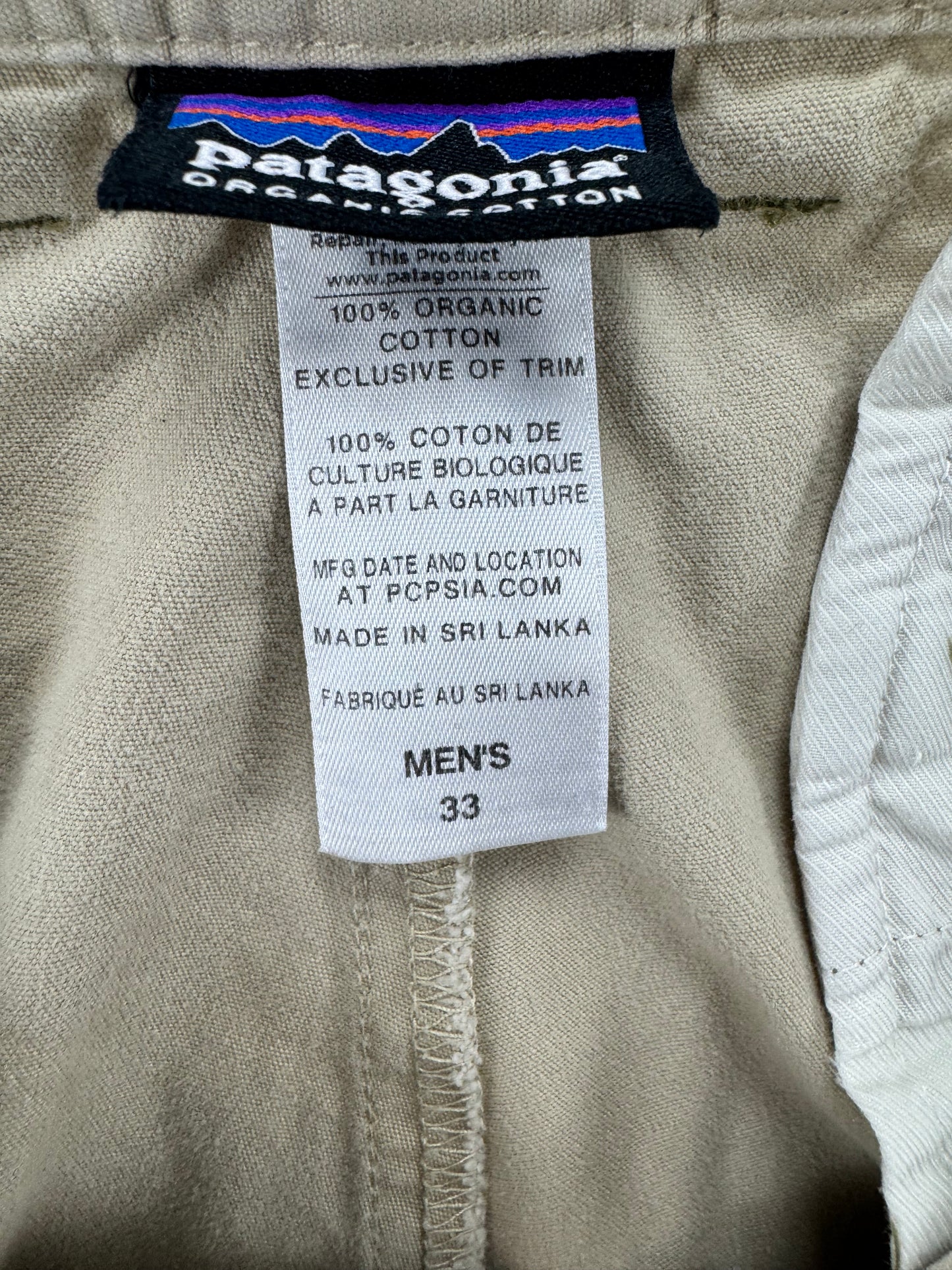 Patagonia Organic Cotton Shorts – Khaki – Men’s 33