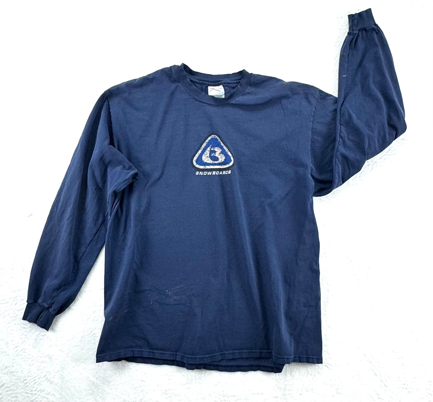 Vintage Burton Snowboards Triangle Logo Long Sleeve – Navy – Distressed – XL