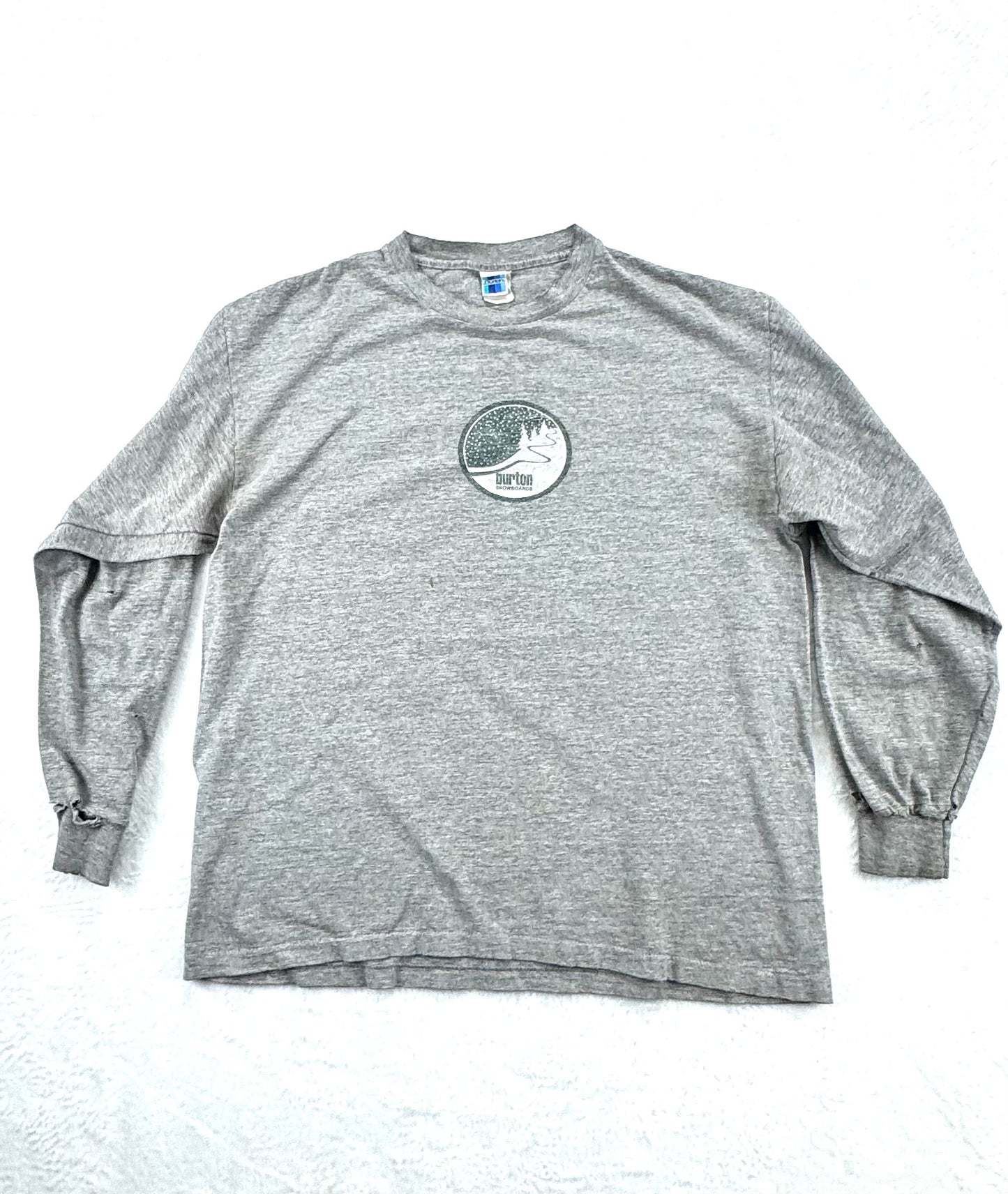 Vintage Burton Snowboards Long Sleeve Logo Shirt – Grey – Distressed – XL