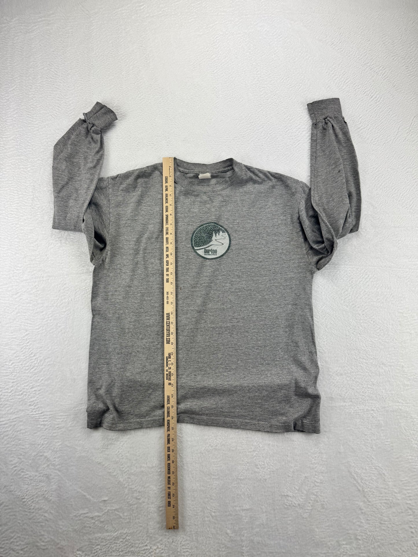 Vintage Burton Snowboards Long Sleeve Logo Shirt – Grey – Distressed – XL
