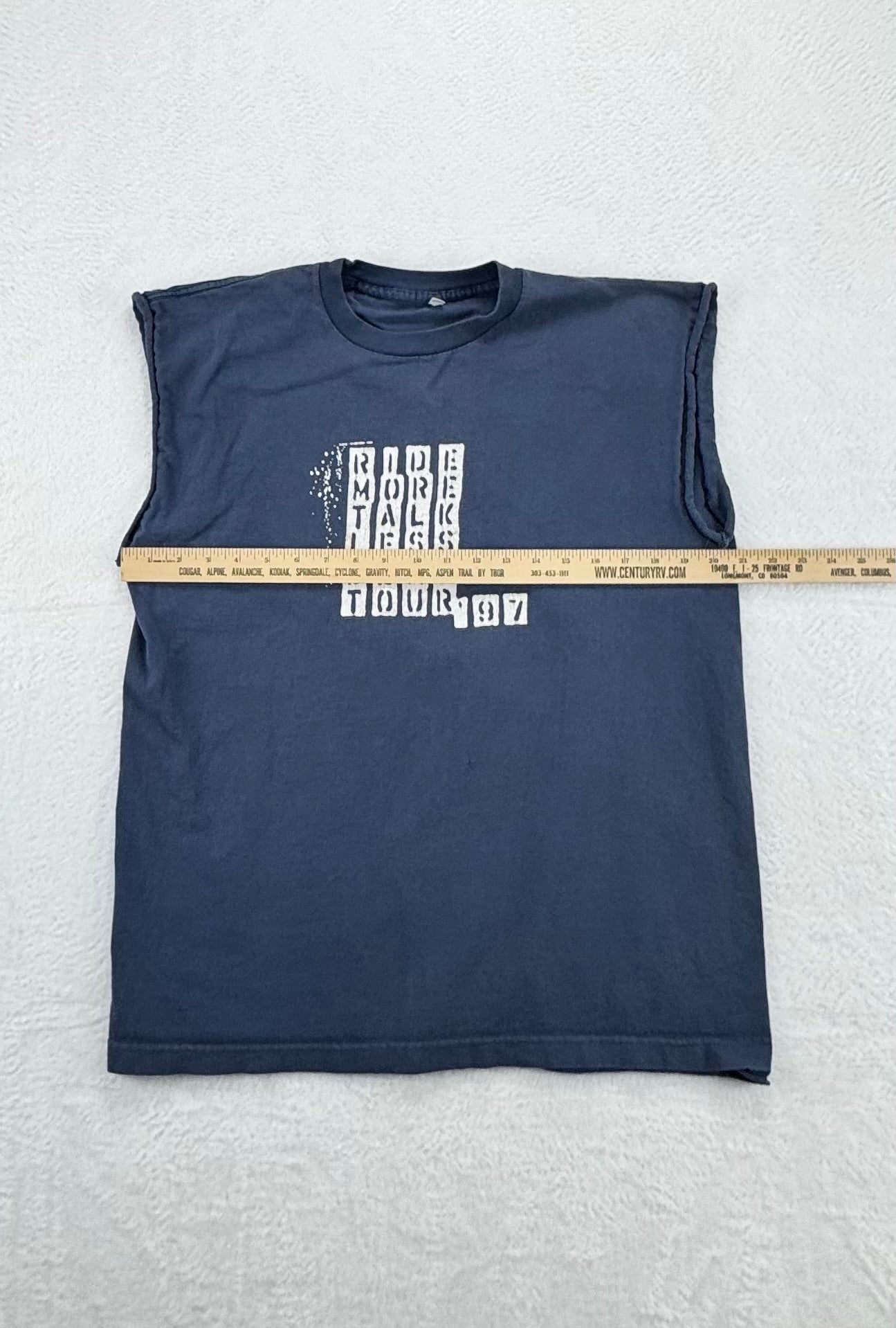 Vintage Ride Snowboards 1997 Graphic Cut-Off T-Shirt – Blue – Men’s Large