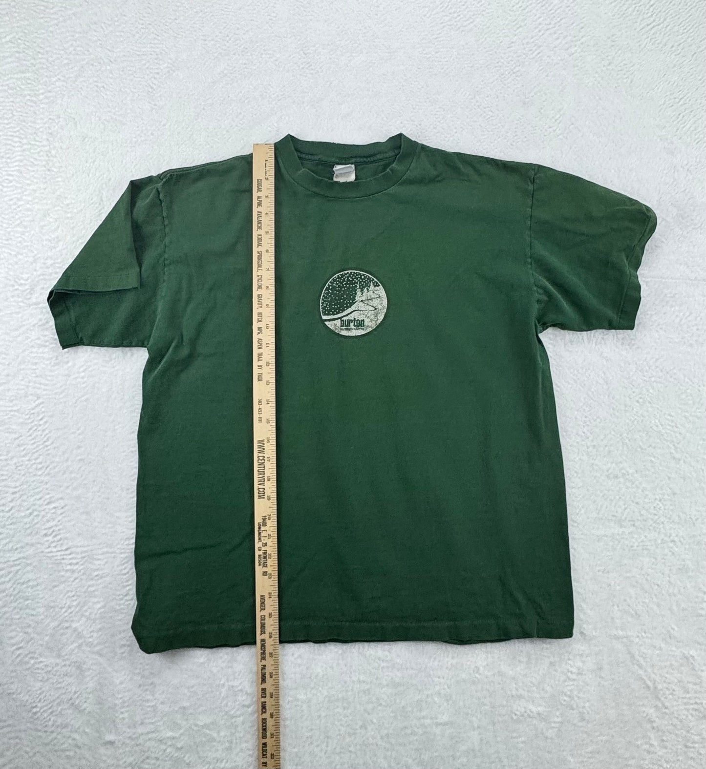 Vintage 90s Burton Snowboard T-Shirt – Forest Green – Small Logo – Mens - Large