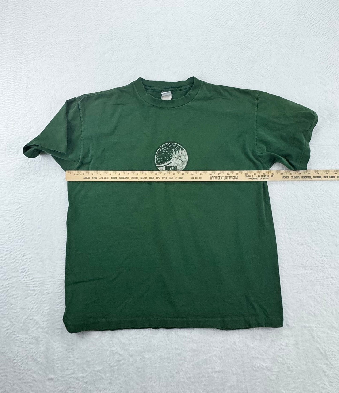 Vintage 90s Burton Snowboard T-Shirt – Forest Green – Small Logo – Mens - Large
