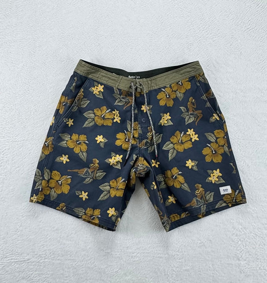 Katin Heritage Floral Surf Trunks – Size 33 – Recycled Stretch Boardshorts – Hula Print
