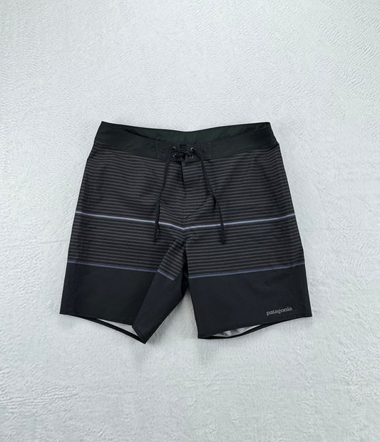 Patagonia Hydro Series Boardshorts – Black Stripe – Size 33 – Recycled Stretch