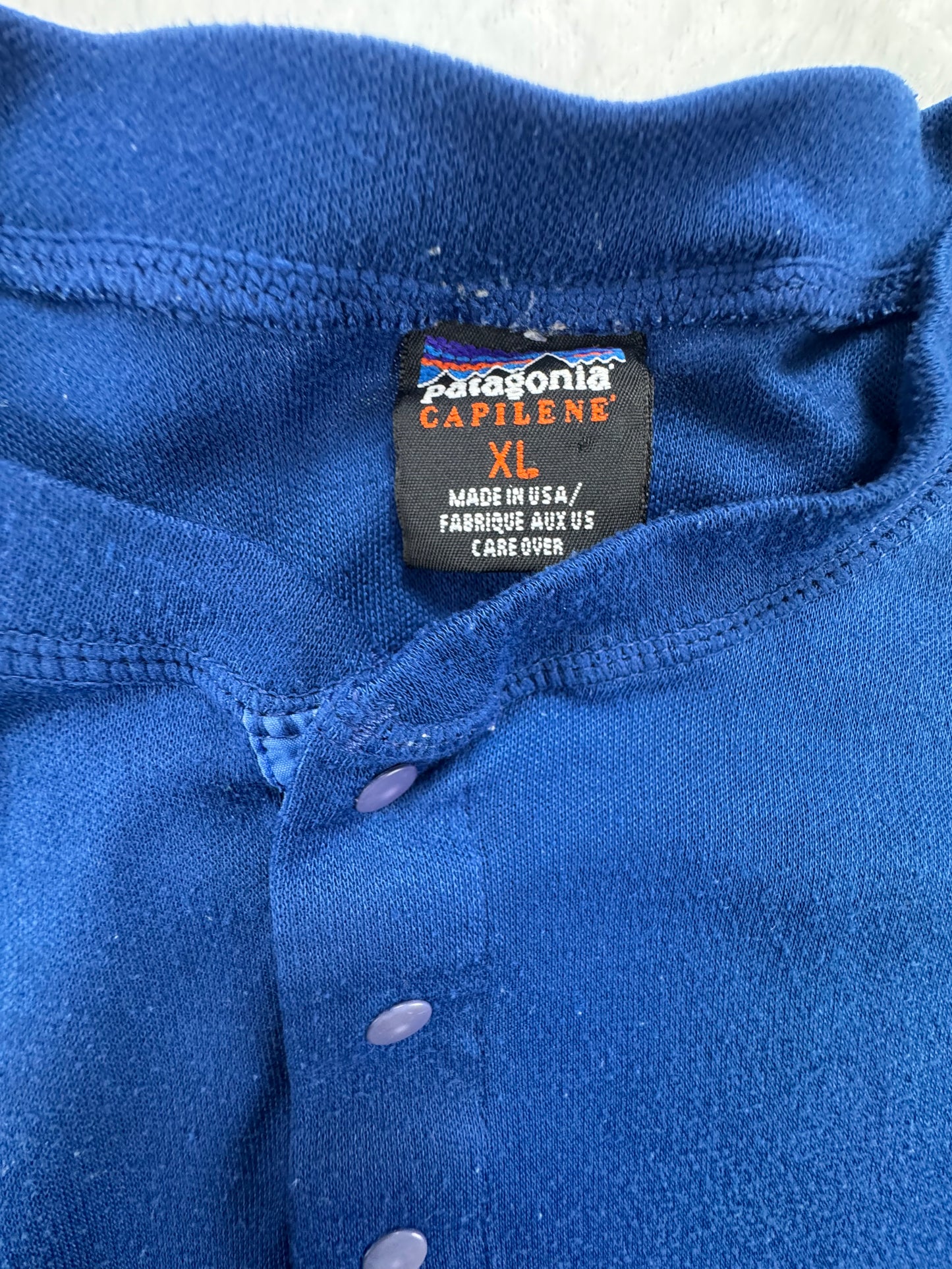 Vintage Patagonia Capilene Henley Base Layer – Blue – USA – XL