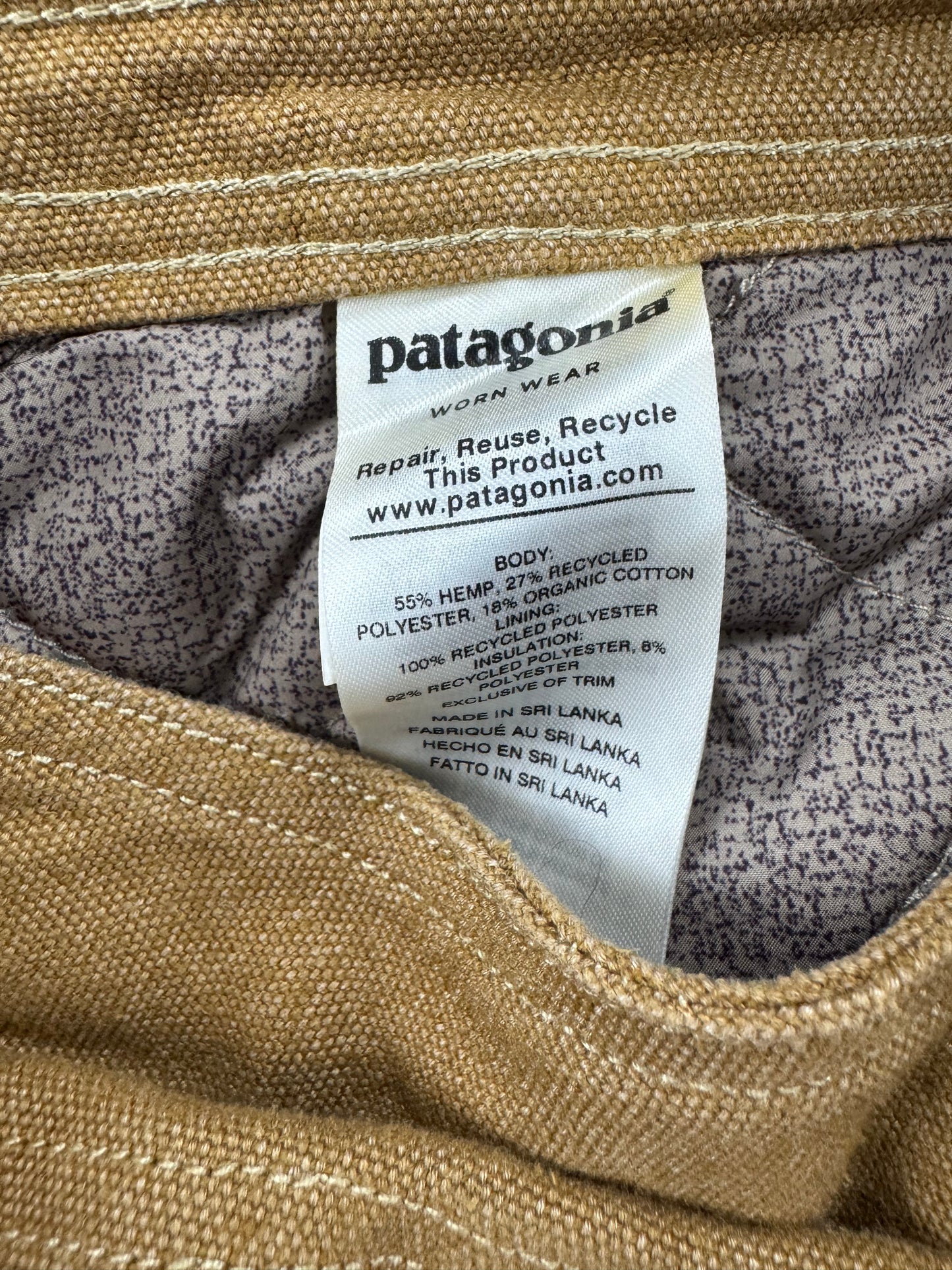 Patagonia Workwear Insulated Bib Overalls – Hemp Blend – Brown – Men’s Large