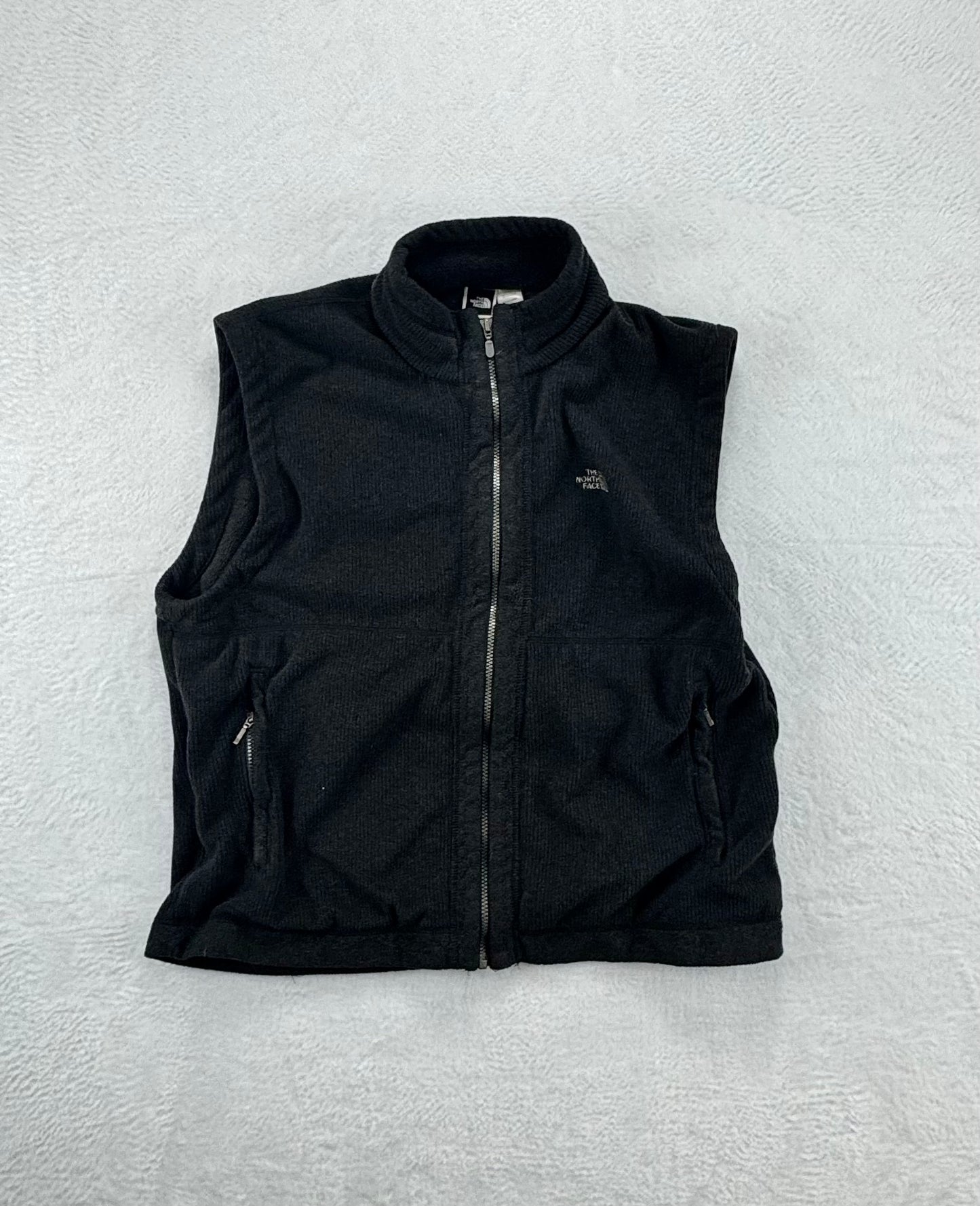 Vintage The North Face Men’s Ribbed Fleece Vest – Made in USA – Charcoal – XL