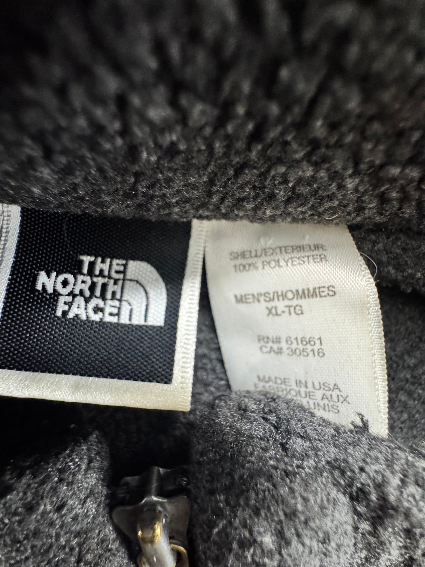Vintage The North Face Men’s Ribbed Fleece Vest – Made in USA – Charcoal – XL