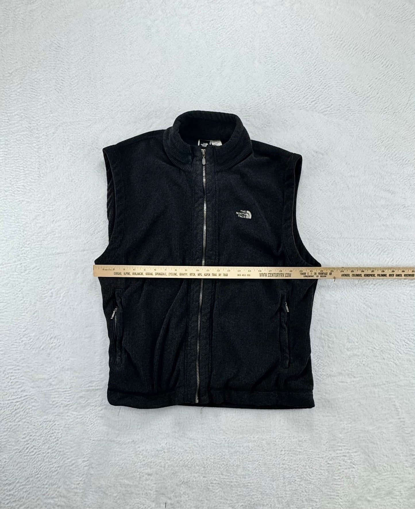 Vintage The North Face Men’s Ribbed Fleece Vest – Made in USA – Charcoal – XL