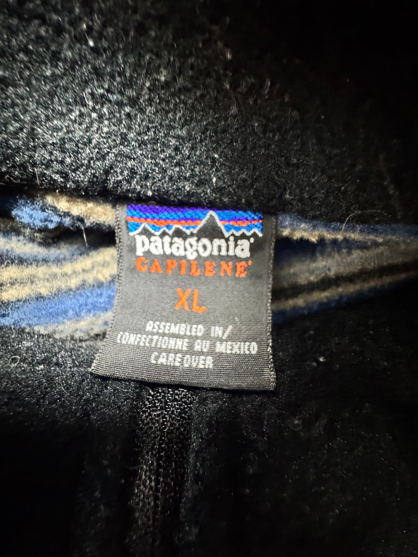 Vintage Patagonia Men's Expedition Weight Capilene 1/4 Zip Base Layer Striped XL