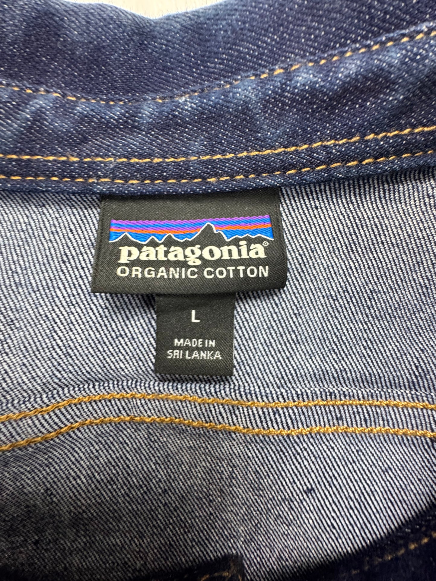 Patagonia Mens Organic Denim Long Sleeve Shirt Blue Large