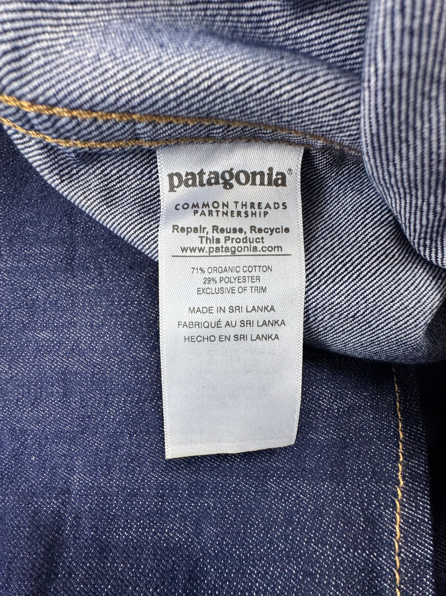 Patagonia Mens Organic Denim Long Sleeve Shirt Blue Large