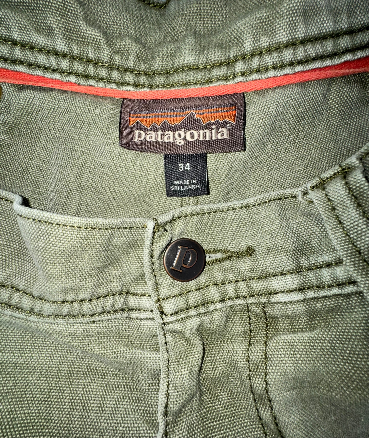 Patagonia Men's All Seasons Hemp Canvas Double Knee Work Pants – Olive Green – 34 x 32