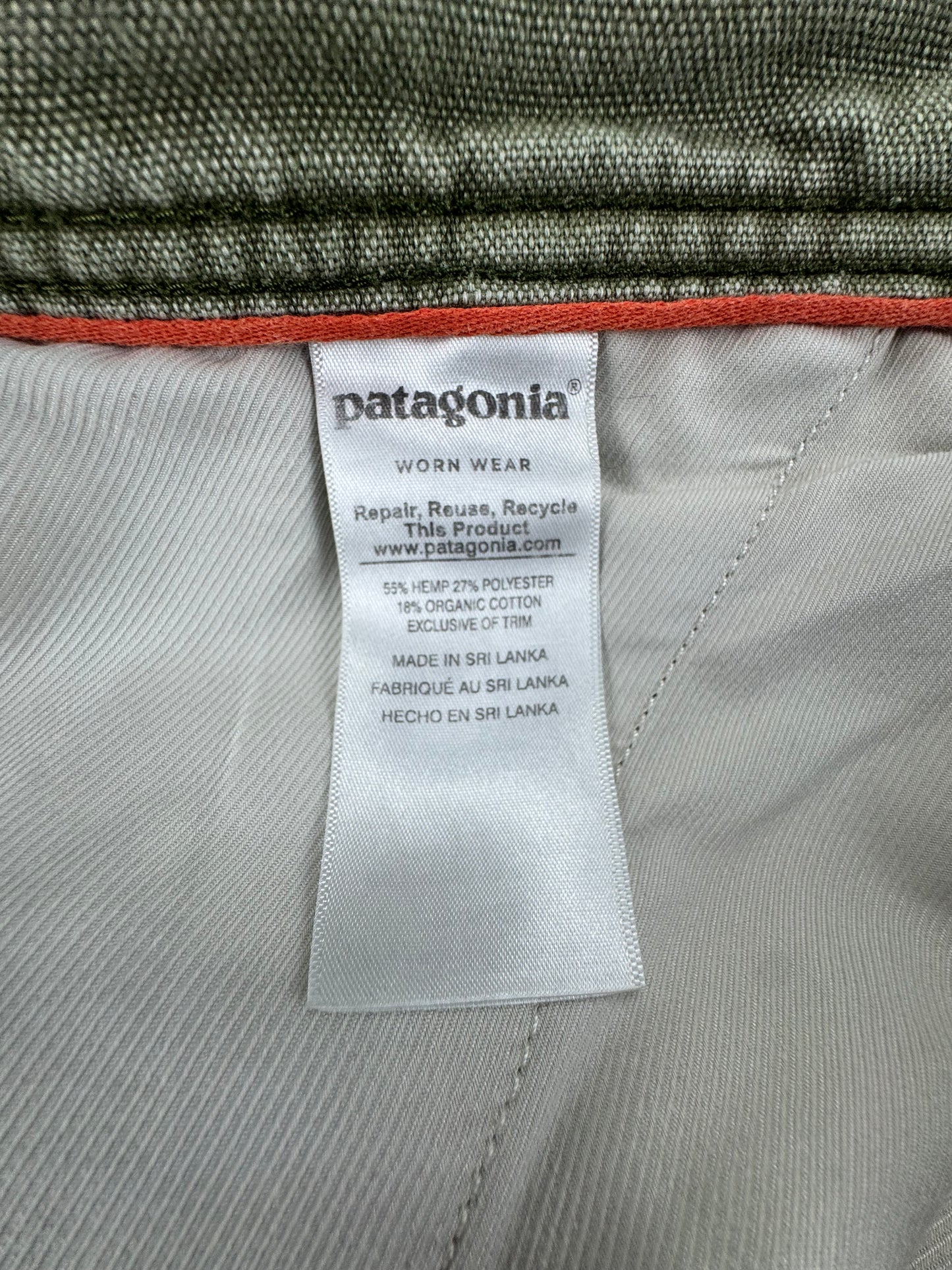 Patagonia Men's All Seasons Hemp Canvas Double Knee Work Pants – Olive Green – 34 x 32