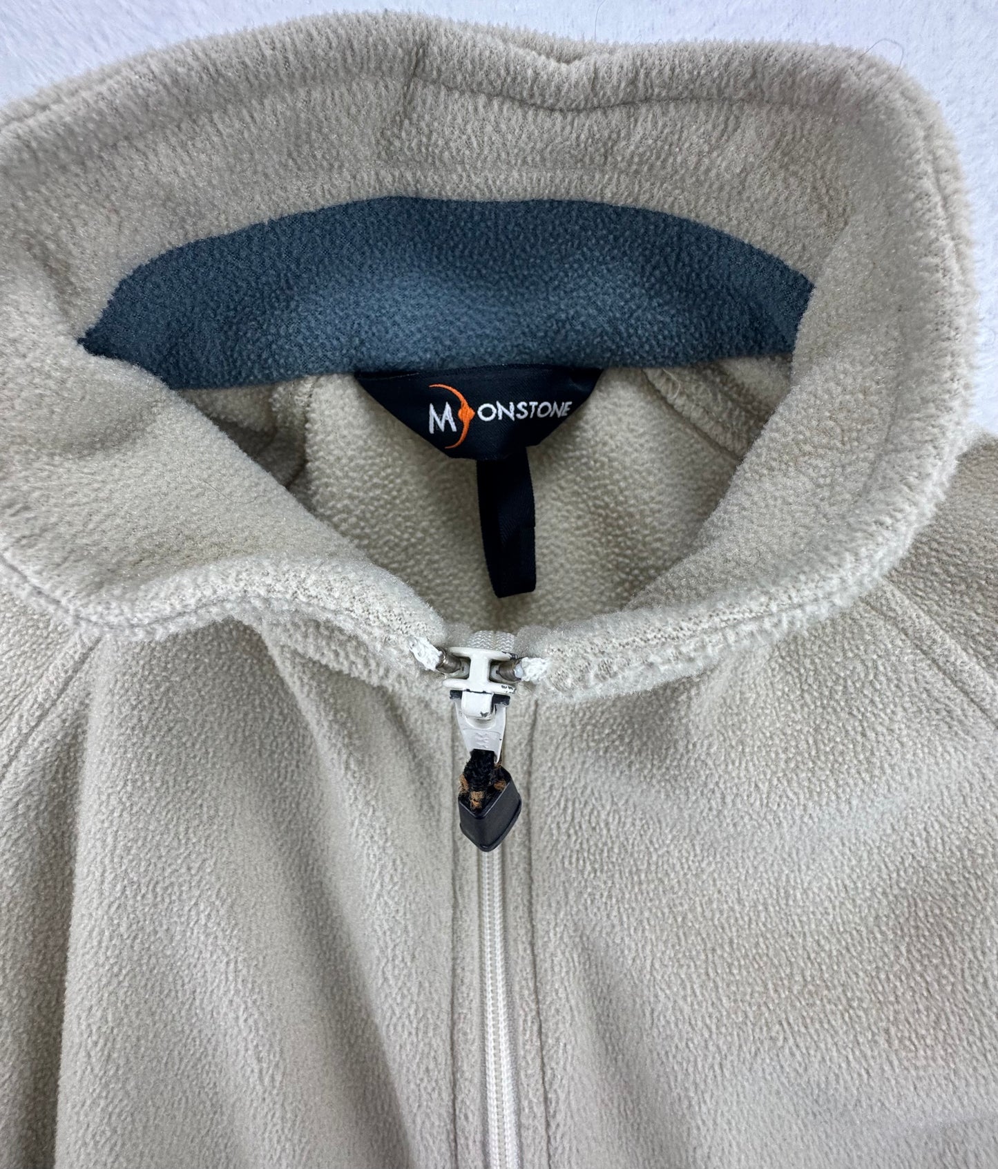 Moonstone Vintage Full Zip Fleece Jacket Tan Gray USA Made Woman's Large