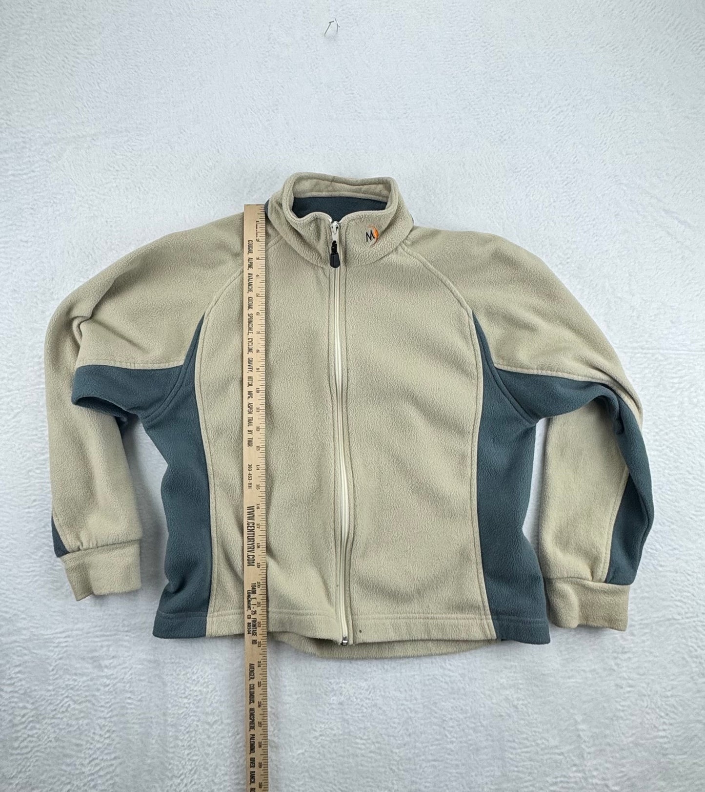 Moonstone Vintage Full Zip Fleece Jacket Tan Gray USA Made Woman's Large