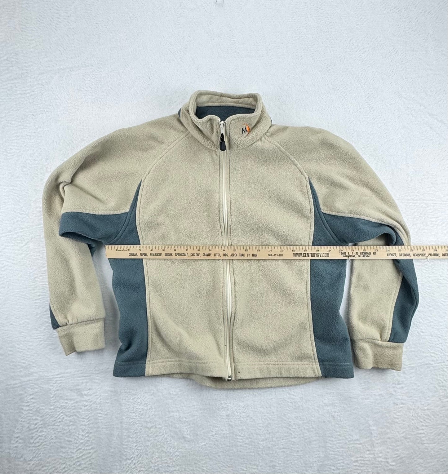 Moonstone Vintage Full Zip Fleece Jacket Tan Gray USA Made Woman's Large