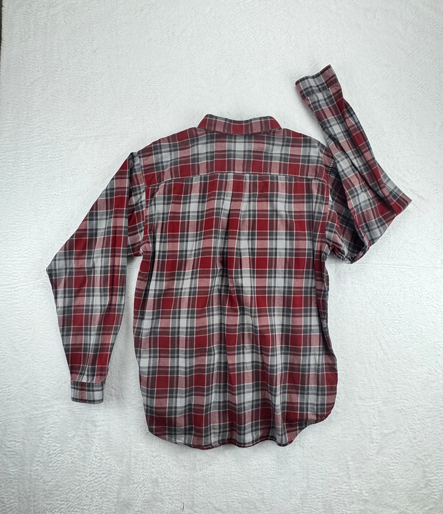Patagonia Organic Cotton Plaid Button-Up Shirt Red Gray Men's Large