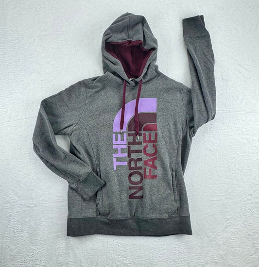 The North Face Women’s Graphic Pullover Hoodie – Gray / Plum / Lavender – Large