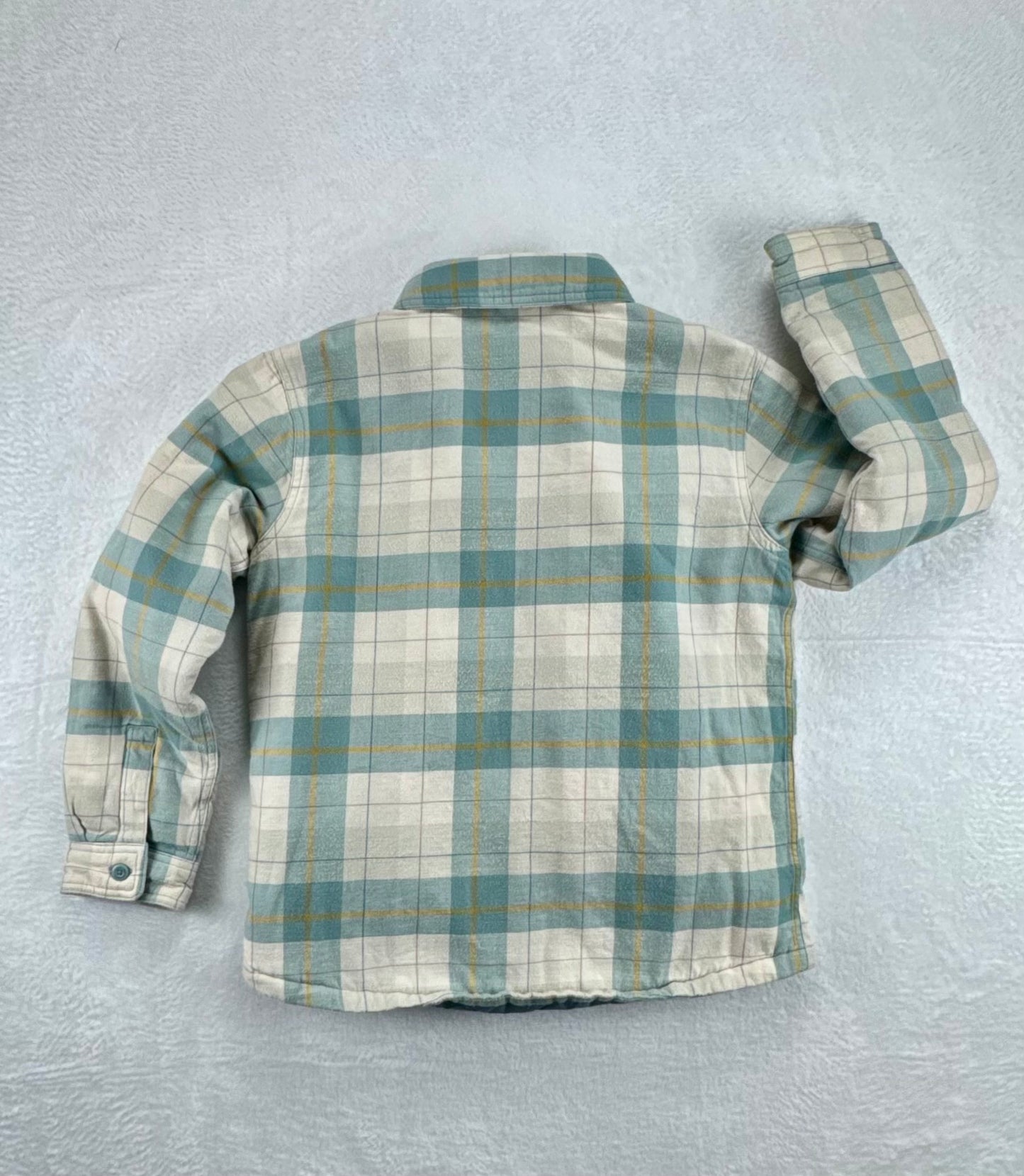 Patagonia Kids' Insulated Plaid Overshirt Jacket – Blue Plaid – XL (14)