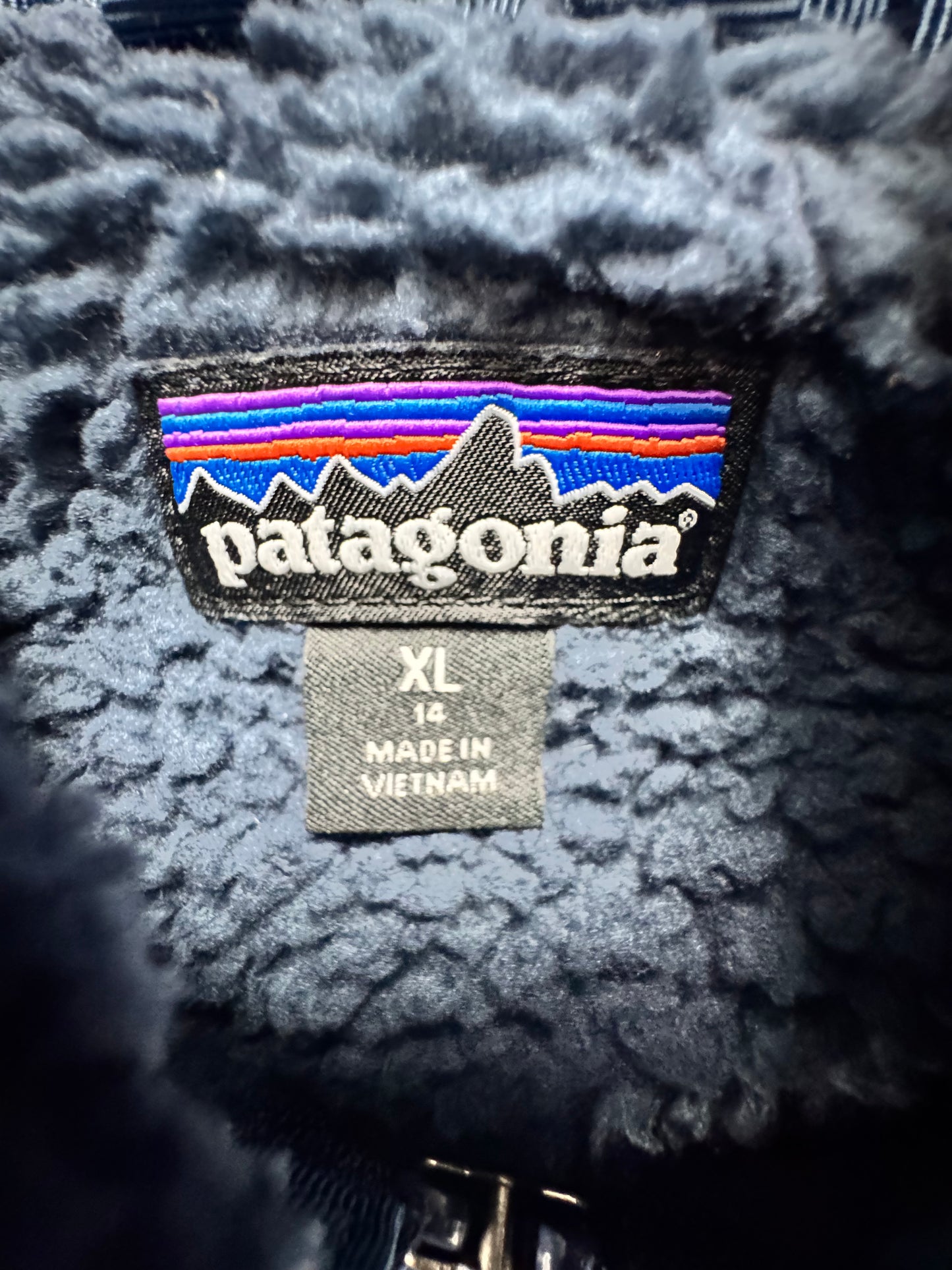 Patagonia Kids' Los Gatos Hooded Fleece Jacket Navy Blue XL (14) Full Zip