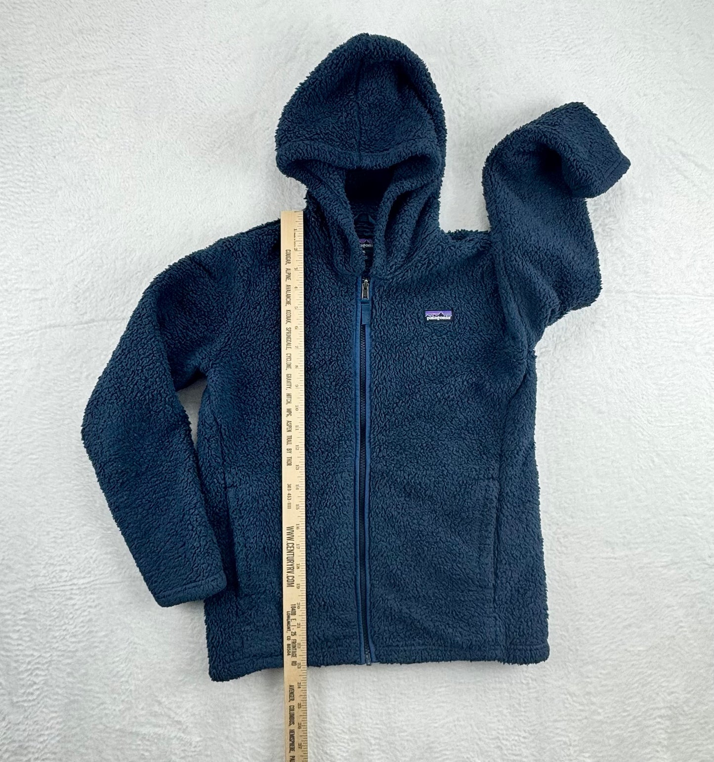 Patagonia Kids' Los Gatos Hooded Fleece Jacket Navy Blue XL (14) Full Zip