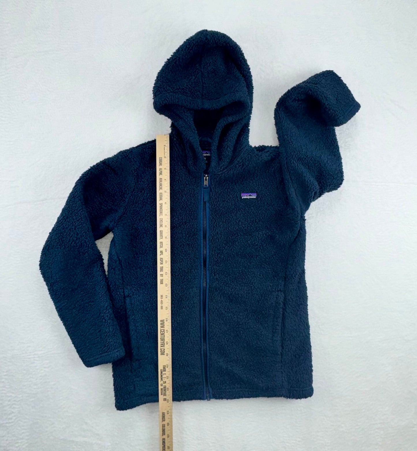 Patagonia Kids' Los Gatos Hooded Fleece Jacket Navy Blue XL (14) Full Zip