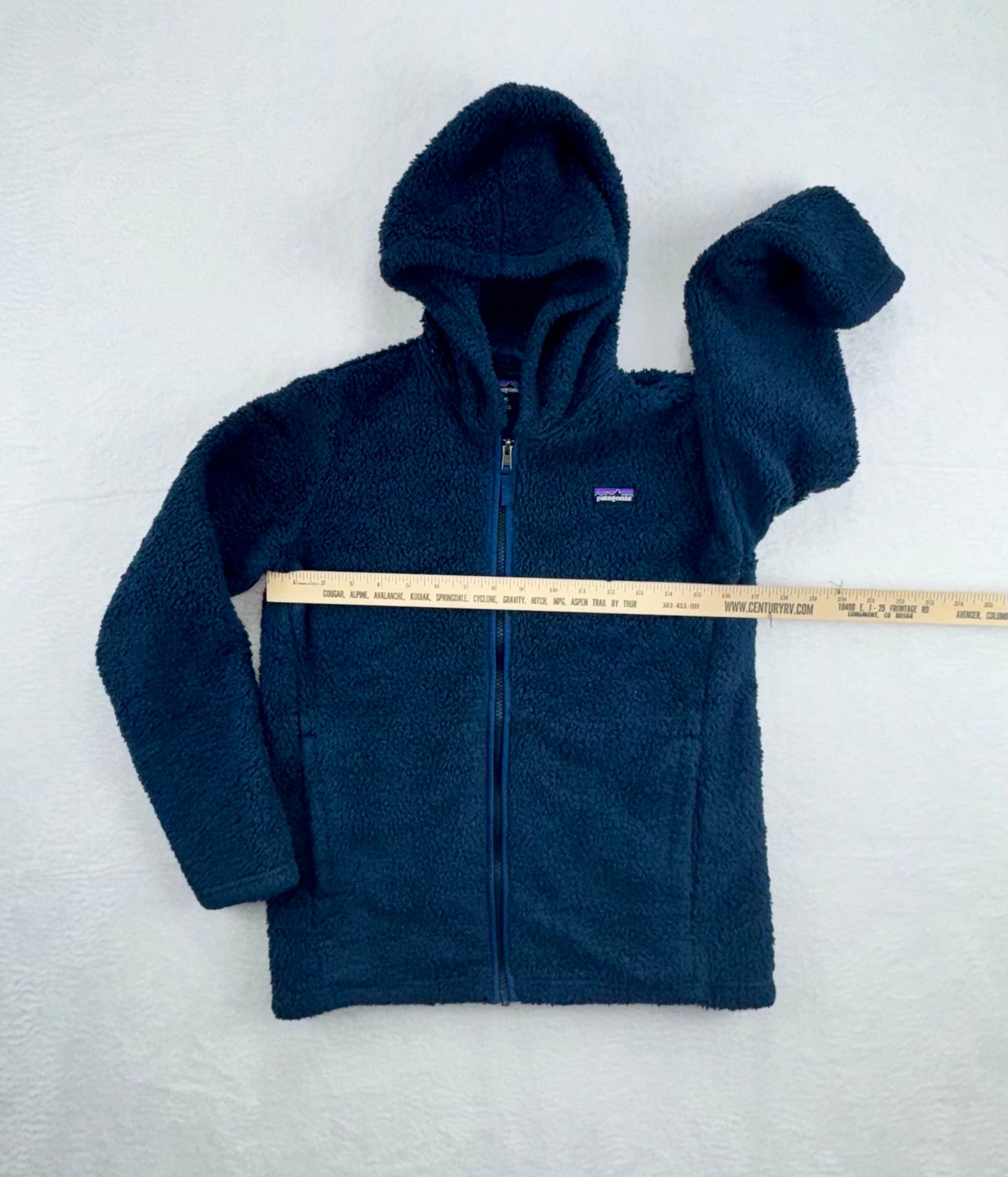 Patagonia Kids' Los Gatos Hooded Fleece Jacket Navy Blue XL (14) Full Zip