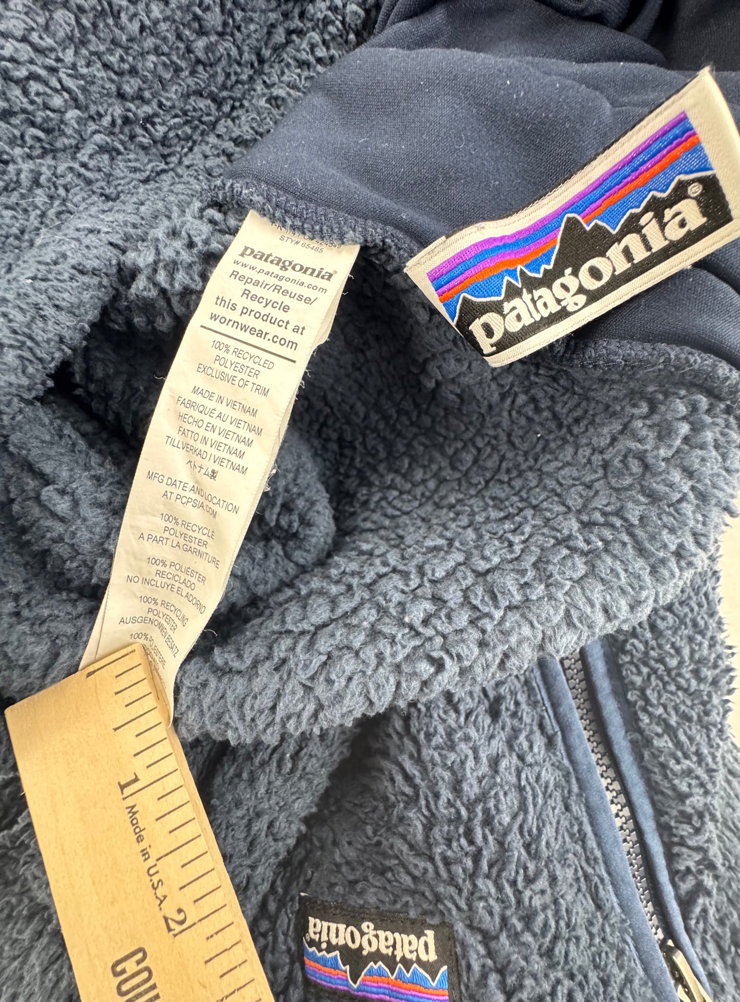 Patagonia Kids' Los Gatos Hooded Fleece Jacket Navy Blue XL (14) Full Zip