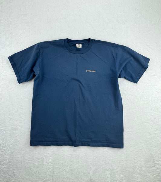 Vintage Patagonia Beneficial T's Organic Cotton Graphic T-Shirt Blue Men's Large