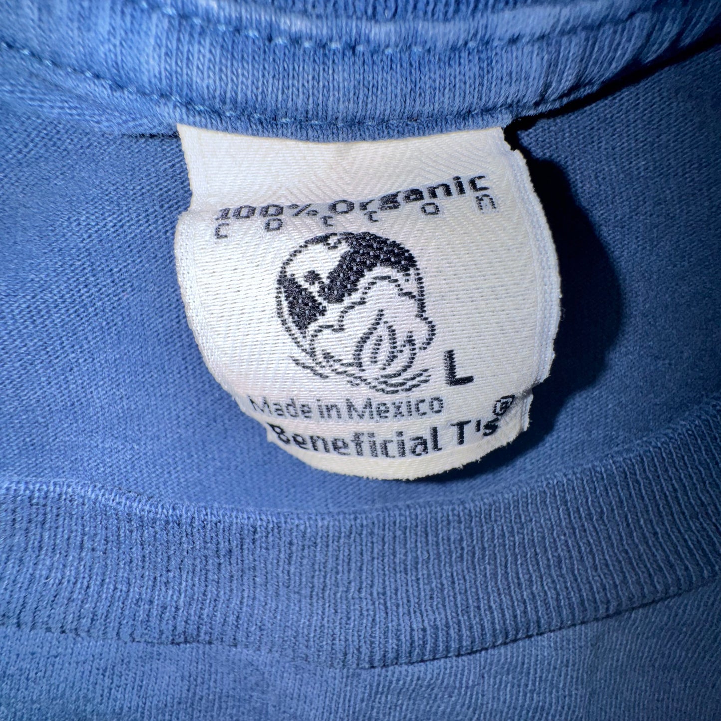 Vintage Patagonia Beneficial T's Organic Cotton Graphic T-Shirt Blue Men's Large