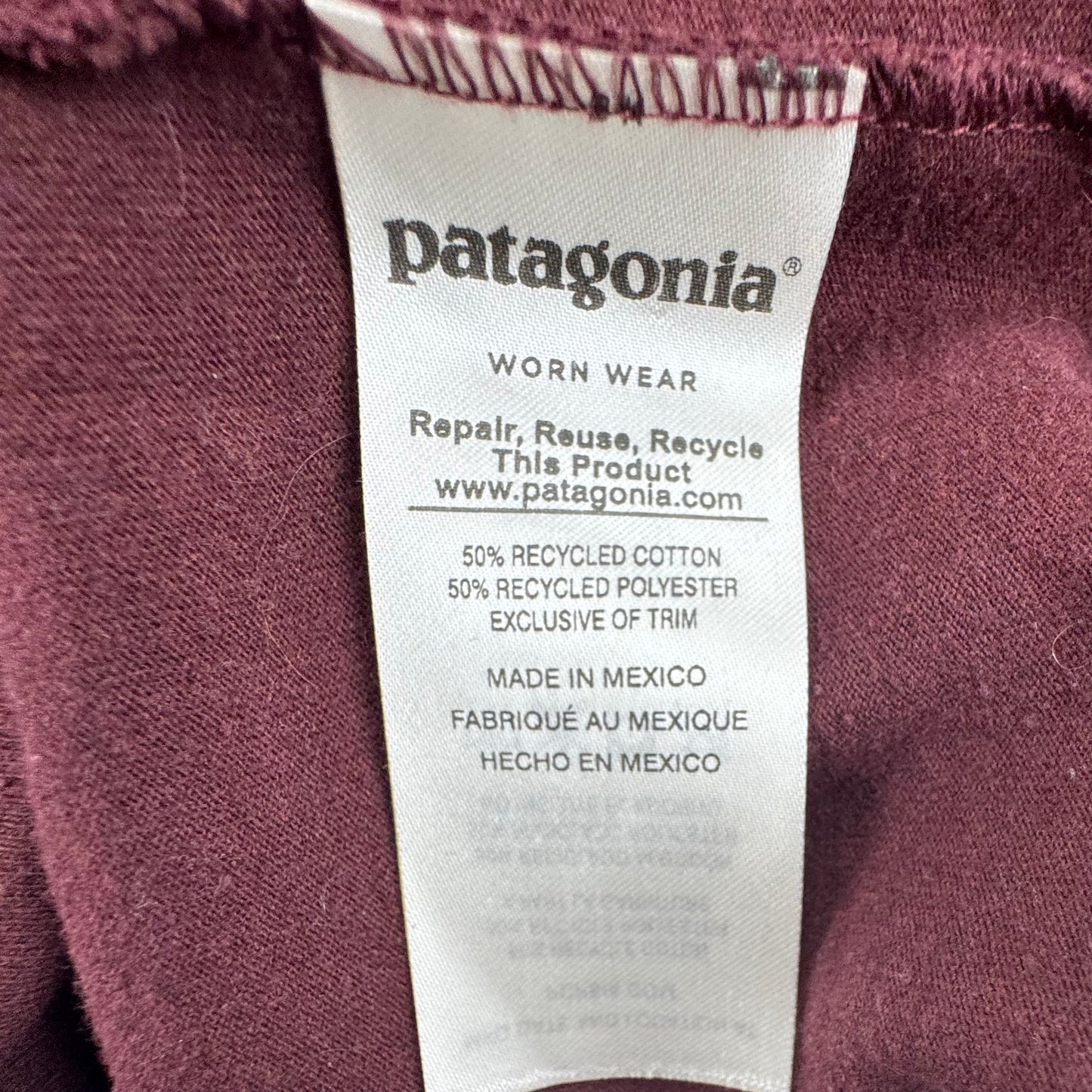 Patagonia Built to Endure Graphic T-Shirt Burgundy Organic Blend Men's Large