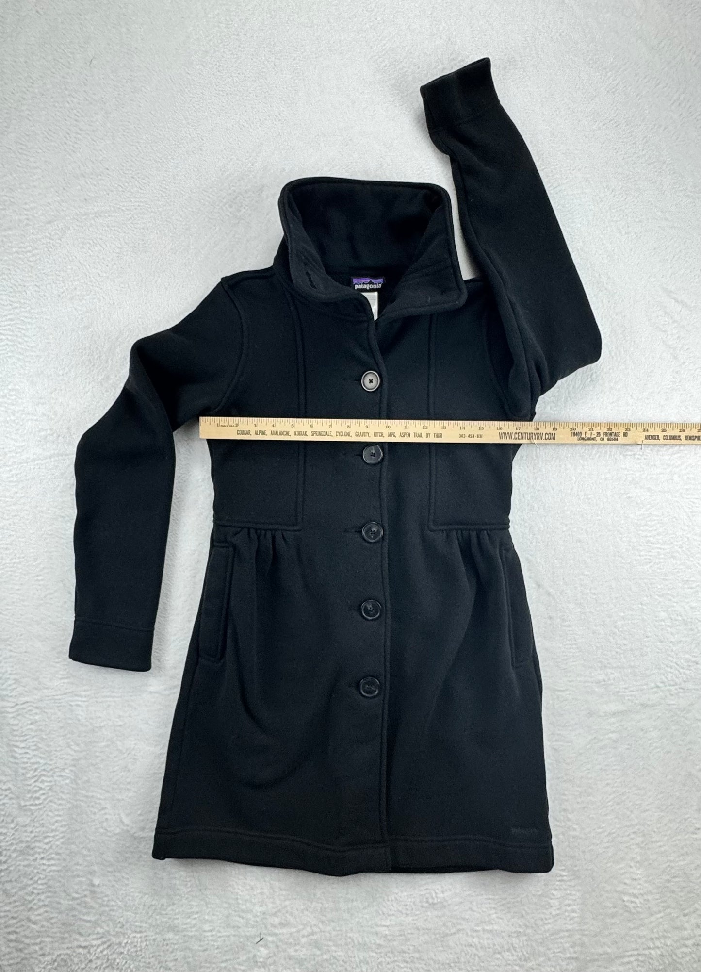 Patagonia Women's Button Front Fleece Coat Black Medium