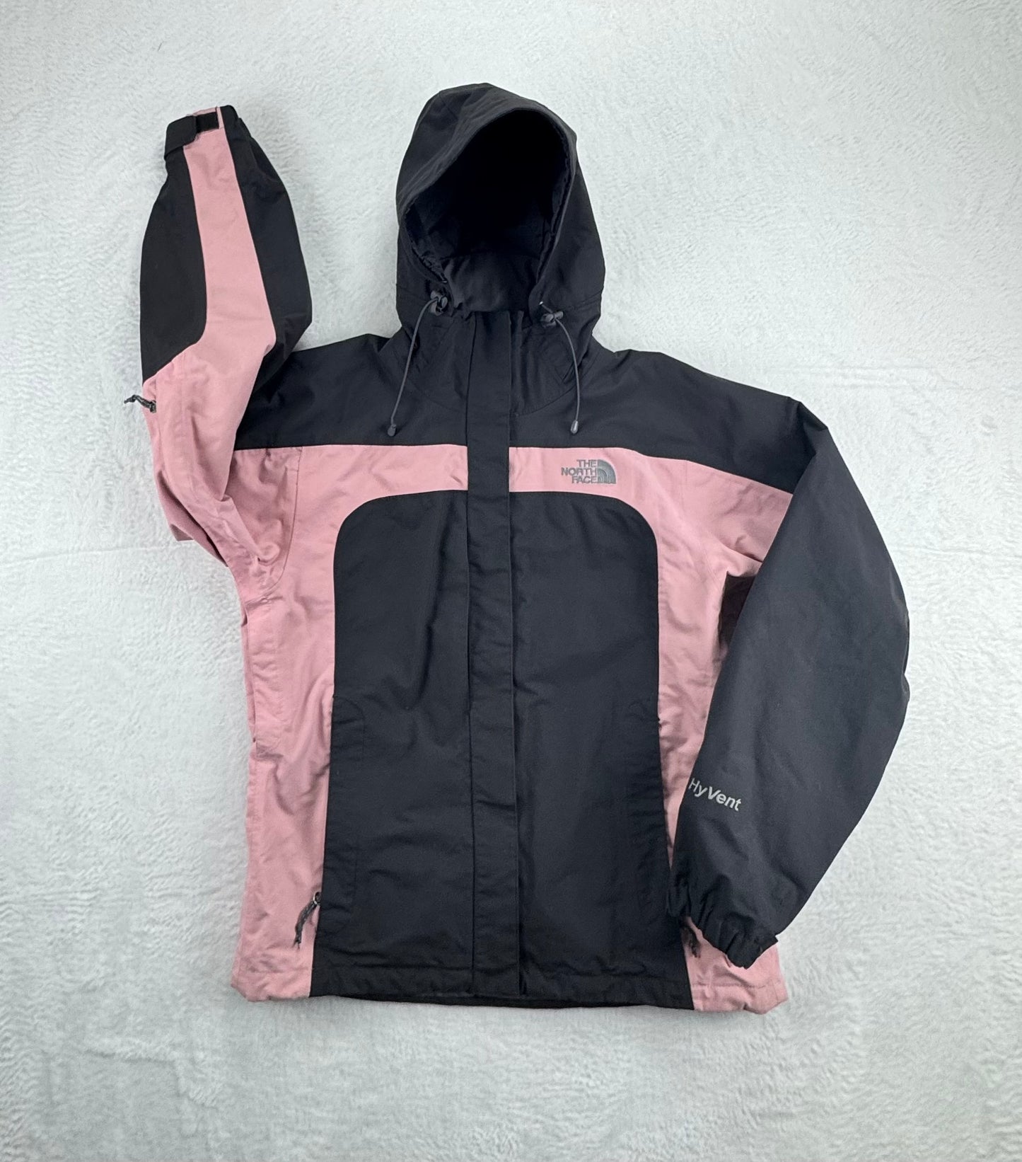 The North Face Women's HyVent Hooded Rain Jacket Black / Pink Size Medium