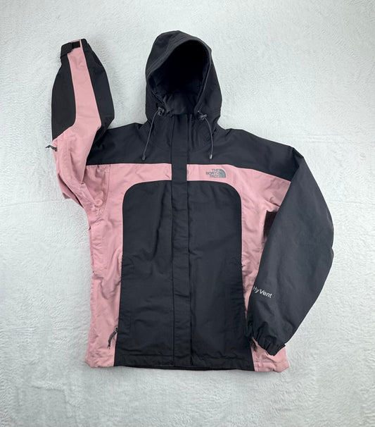 The North Face Women's HyVent Hooded Rain Jacket Black / Pink Size Medium