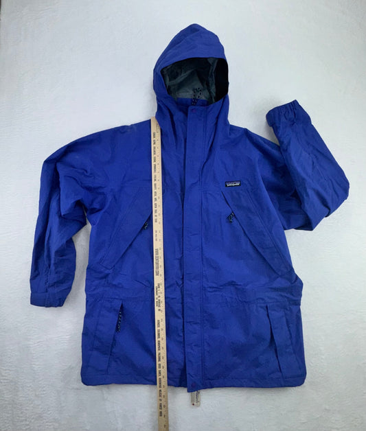 Patagonia Vintage Storm Jacket 83602 Blue Hooded Rain Shell Parka Large