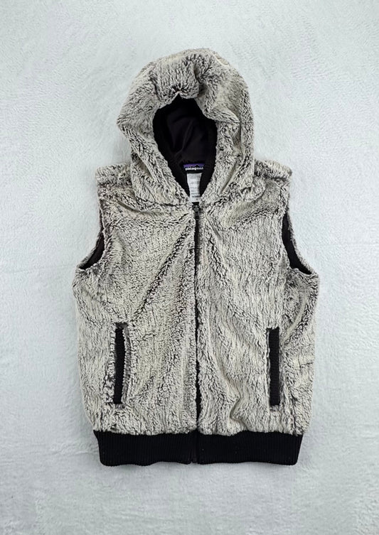 Patagonia Women’s High-Pile Fleece Hooded Vest Brown Cream Small