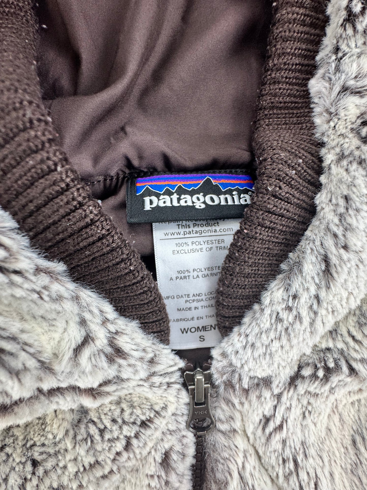 Patagonia Women’s High-Pile Fleece Hooded Vest Brown Cream Small