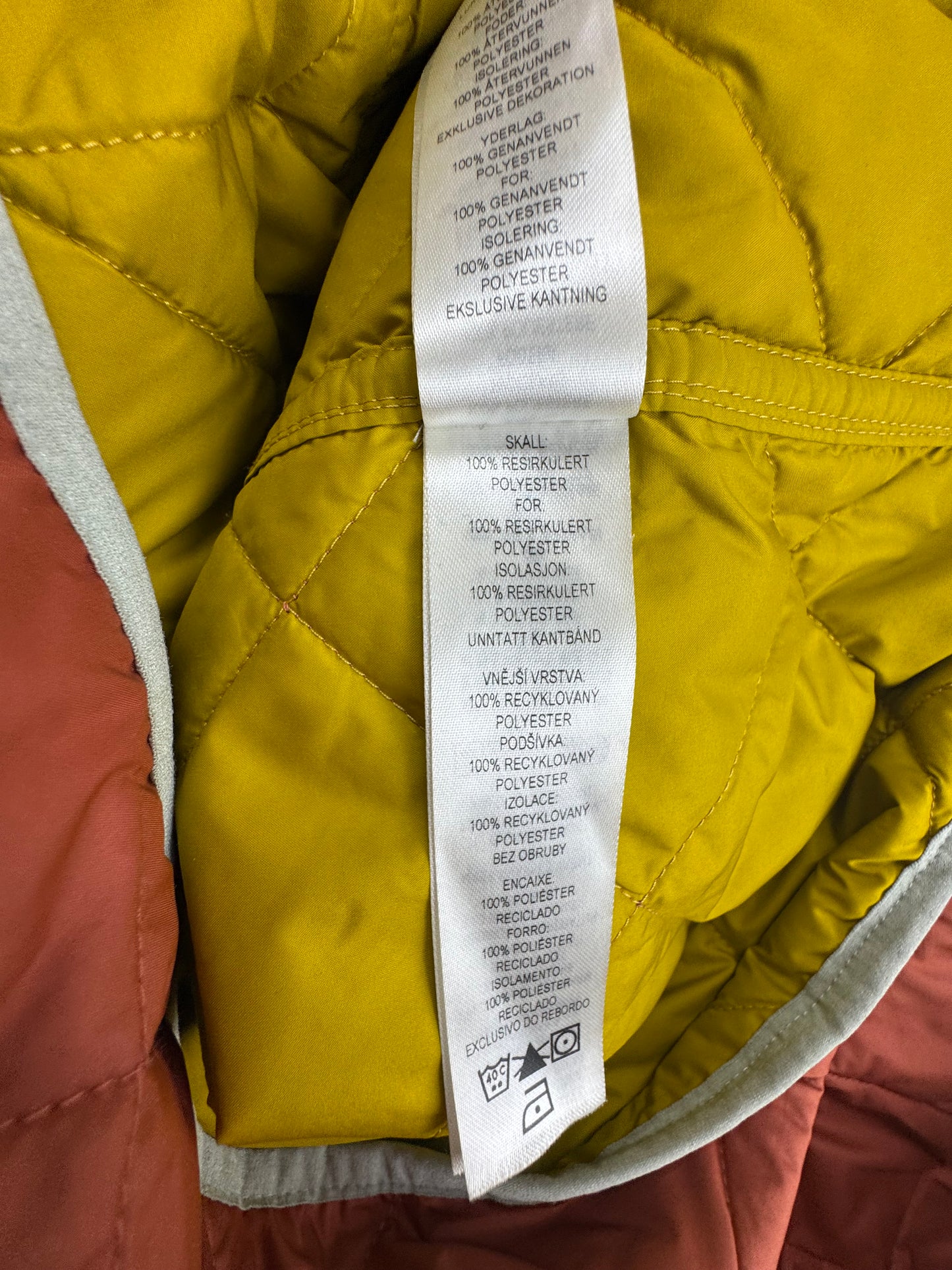 Patagonia Diamond Quilted Bomber Hoody Woman's Large Rust Mustard