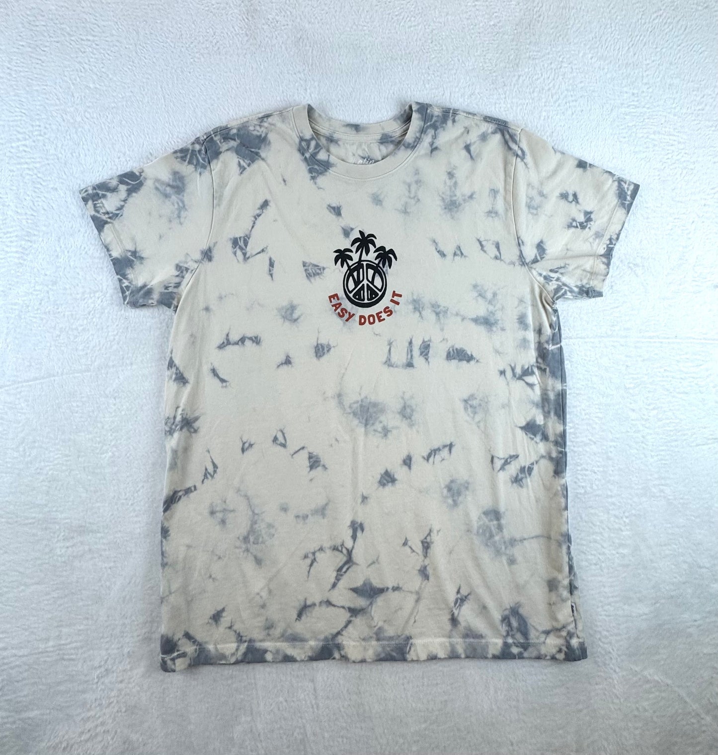 Katin Easy Does It Tie-Dye Organic Cotton T-Shirt Cream Gray Men's Large NWT