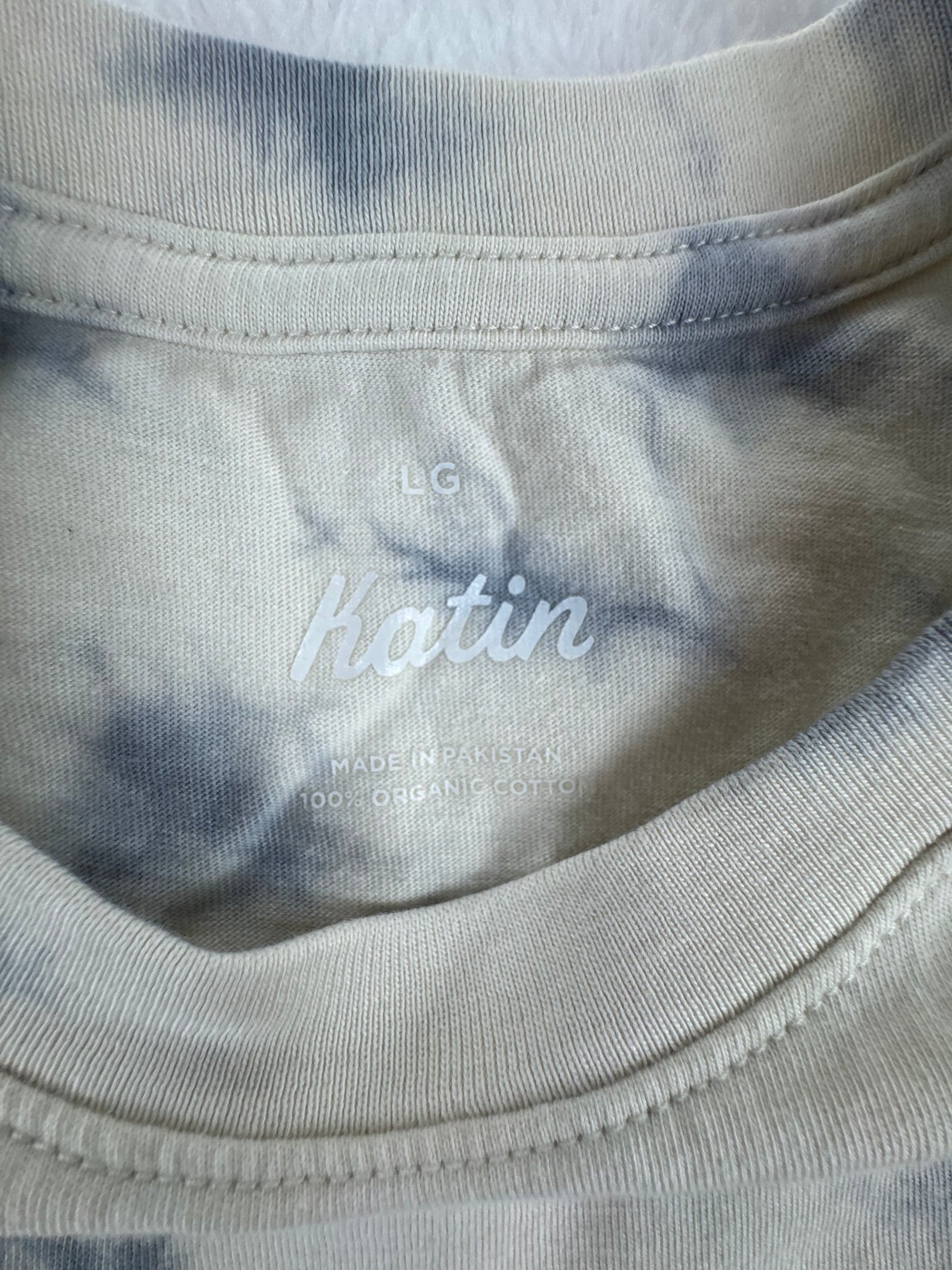 Katin Easy Does It Tie-Dye Organic Cotton T-Shirt Cream Gray Men's Large NWT