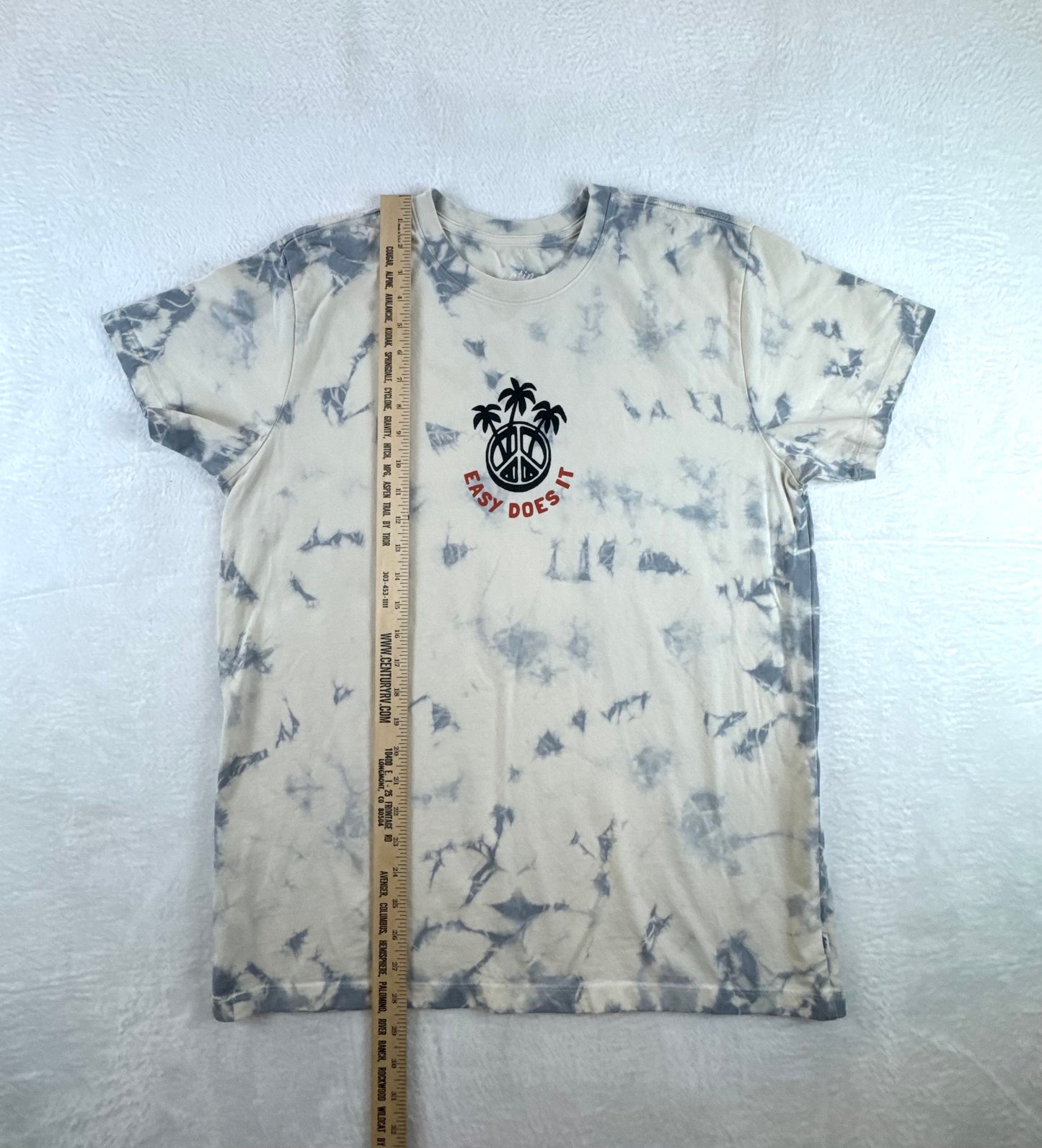 Katin Easy Does It Tie-Dye Organic Cotton T-Shirt Cream Gray Men's Large NWT
