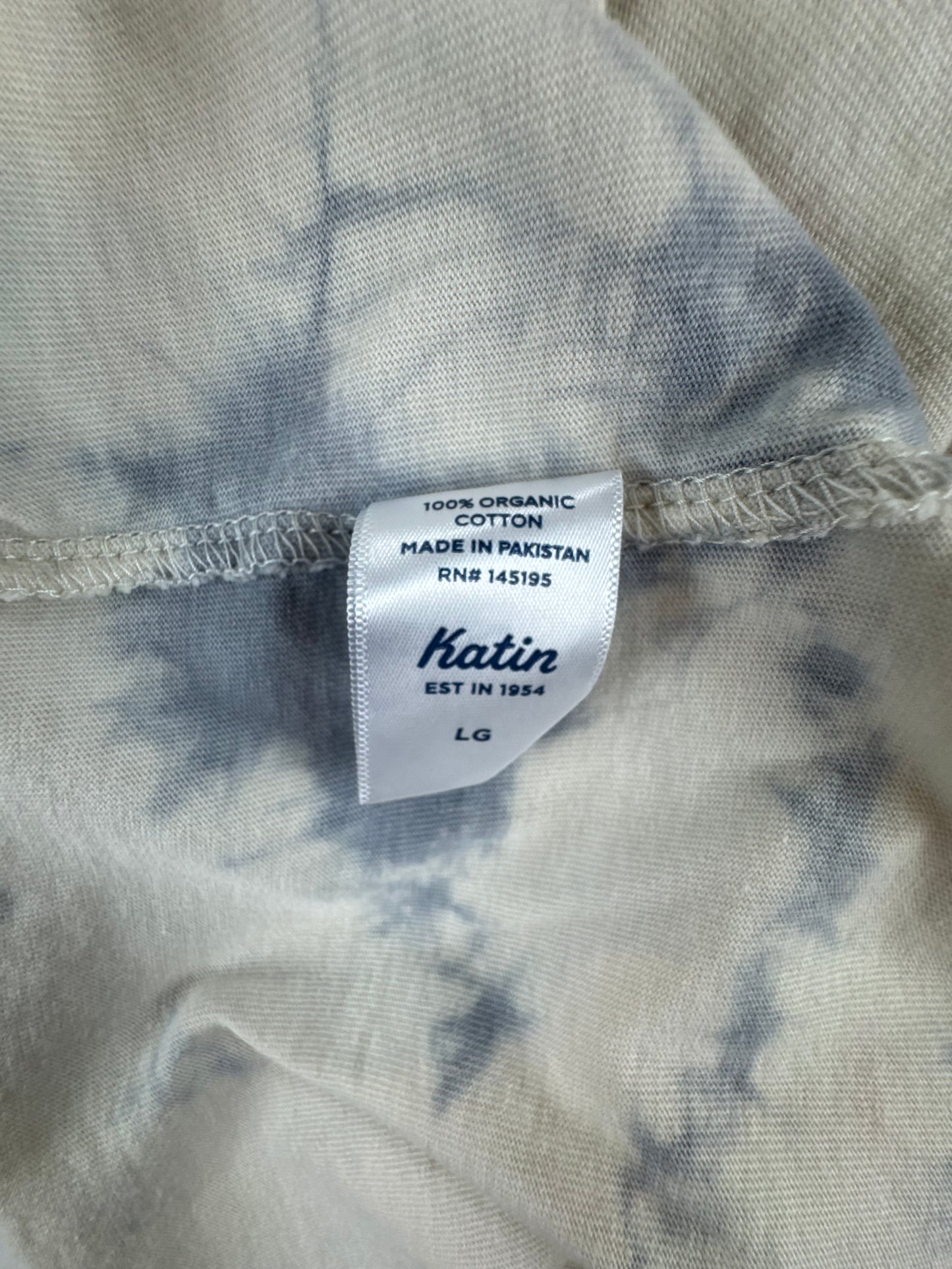 Katin Easy Does It Tie-Dye Organic Cotton T-Shirt Cream Gray Men's Large NWT
