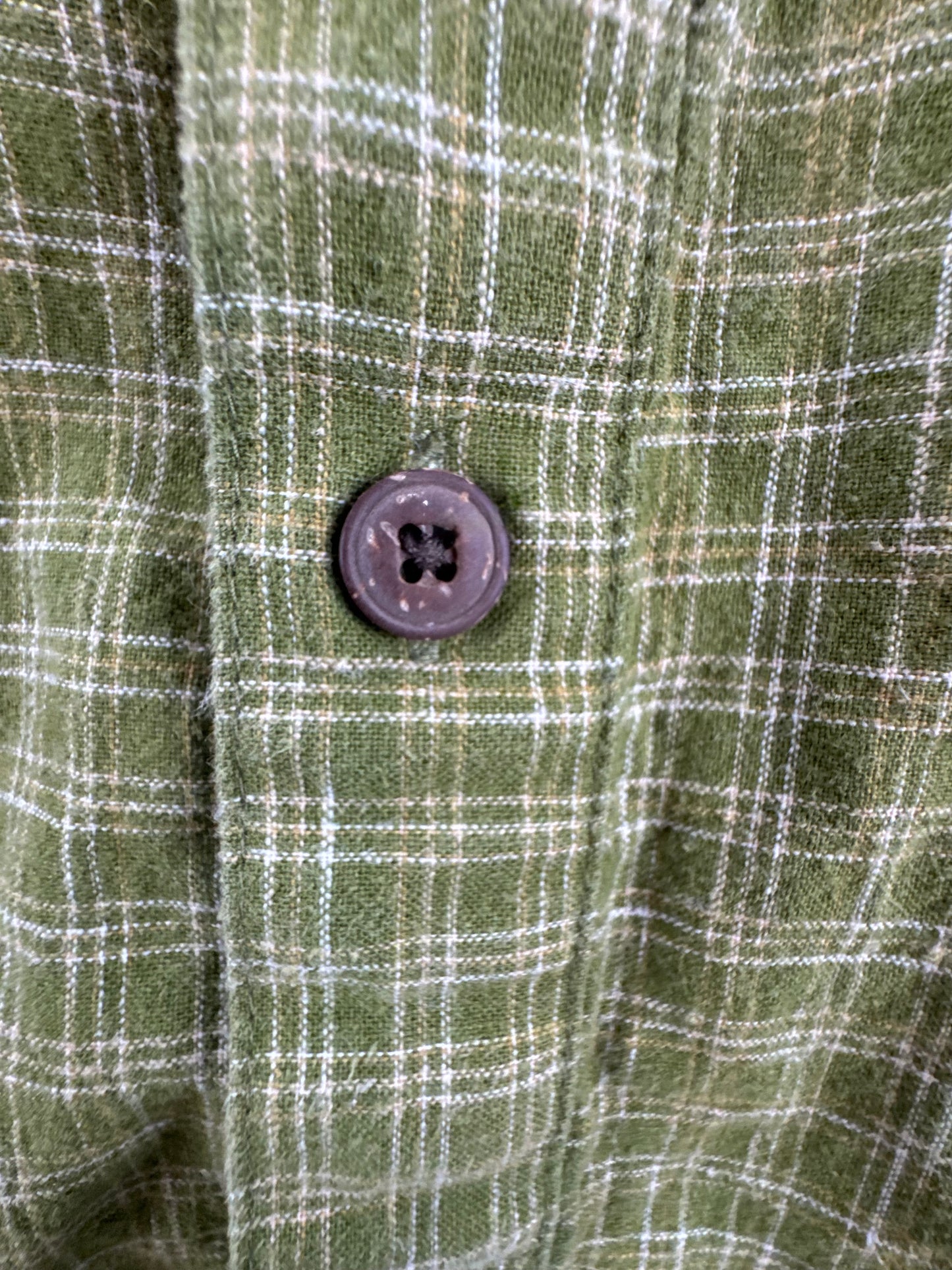 Patagonia Men’s Migration Hemp Shirt Green Plaid Short Sleeve Small
