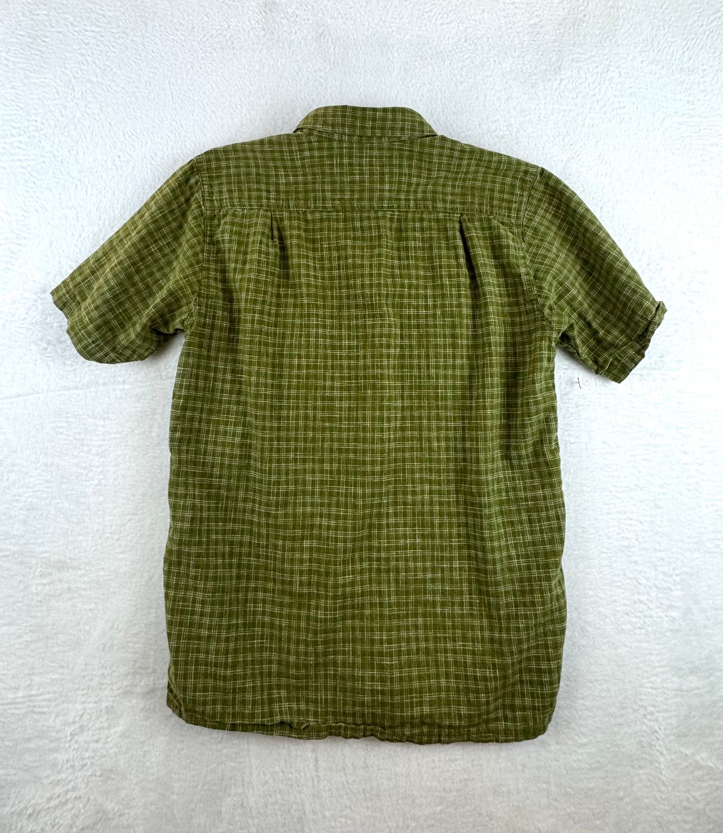 Patagonia Men’s Migration Hemp Shirt Green Plaid Short Sleeve Small