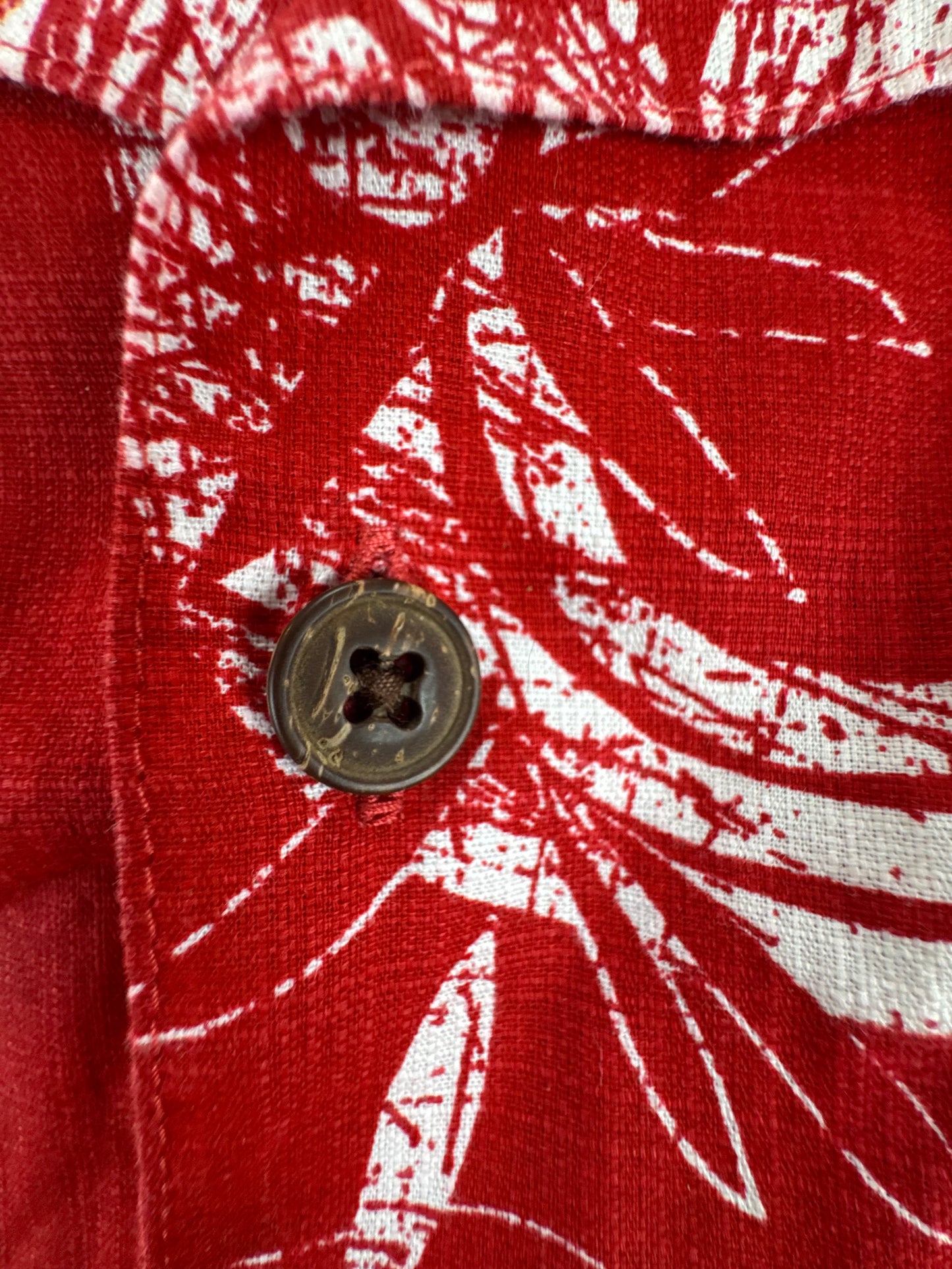 Pataloha Hawaiian Camp Shirt Red Floral Print Men's Large