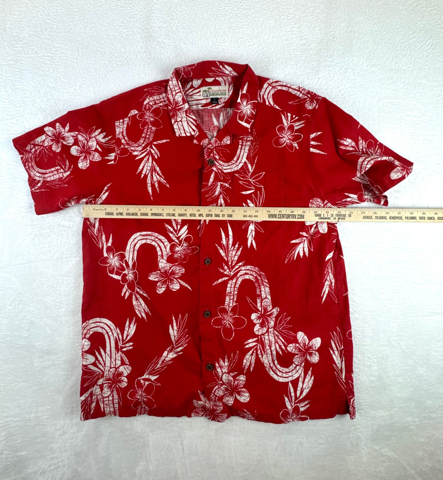 Pataloha Hawaiian Camp Shirt Red Floral Print Men's Large
