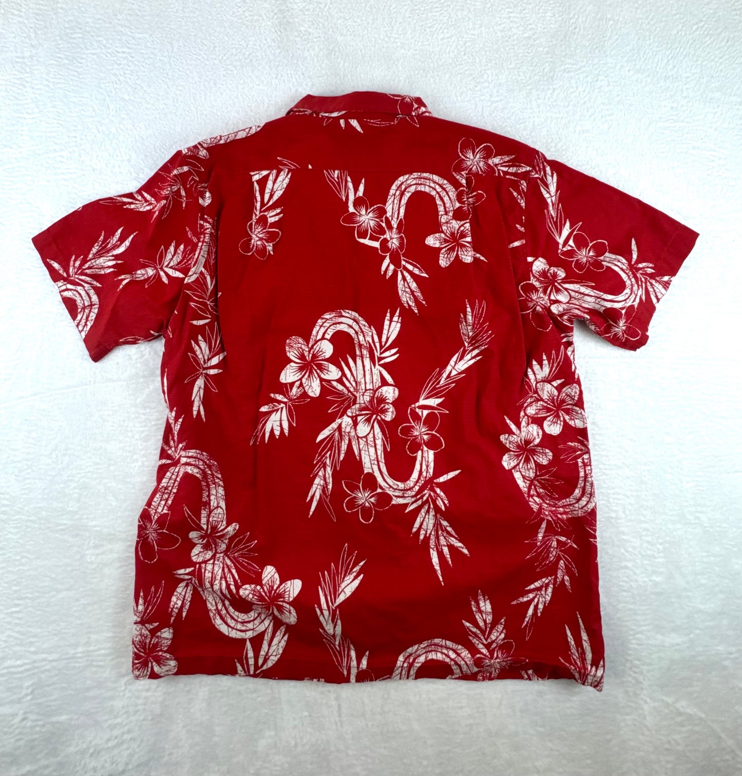 Pataloha Hawaiian Camp Shirt Red Floral Print Men's Large
