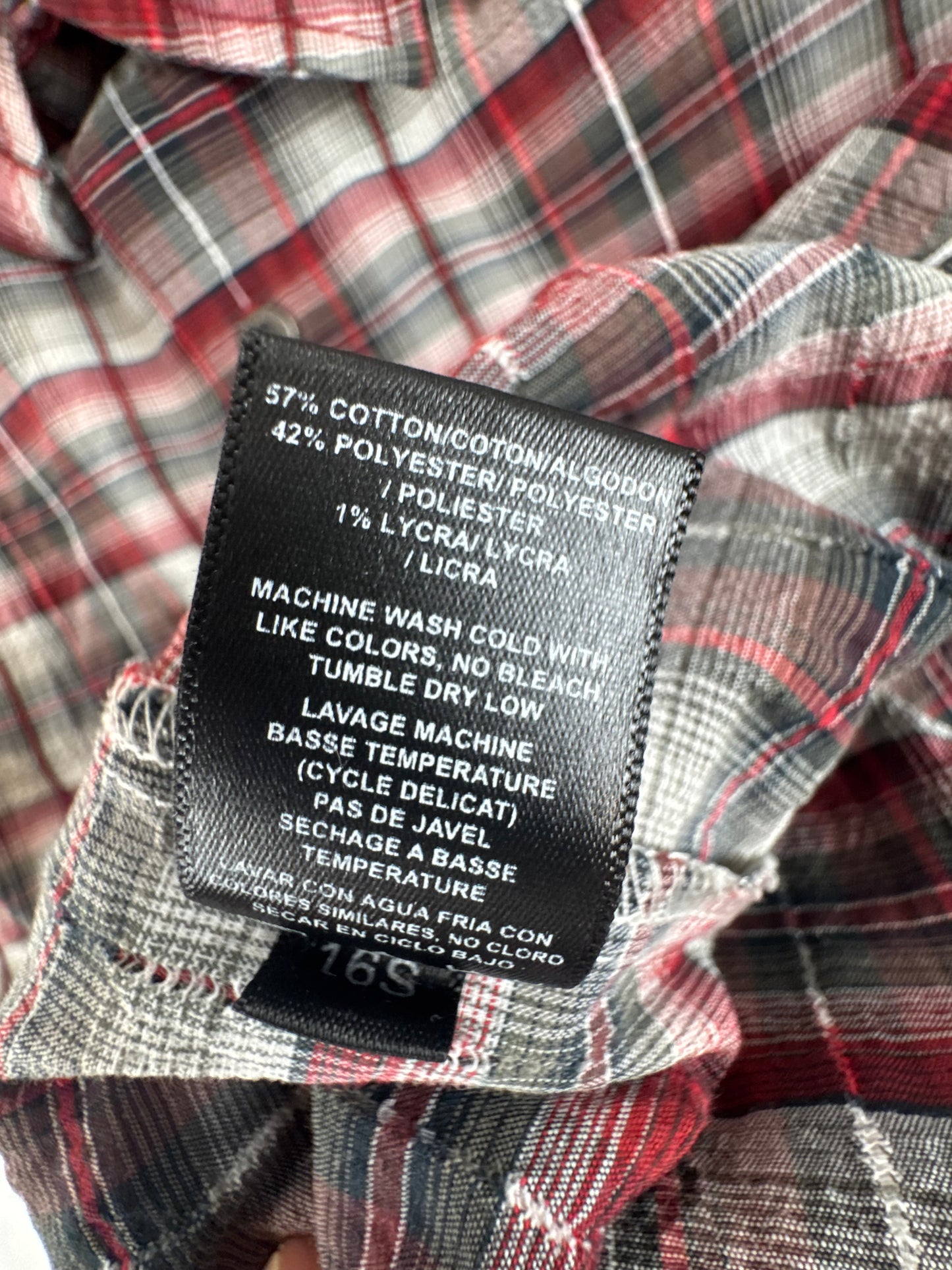 KÜHL Men’s Short Sleeve Plaid Button-Up Shirt – Red/Gray – Large